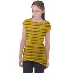 Bamboo-yellow Cap Sleeve High Low Top