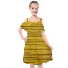 Bamboo-yellow Kids  Cut Out Shoulders Chiffon Dress by nate14shop