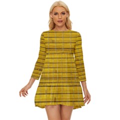 Bamboo-yellow Long Sleeve Babydoll Dress