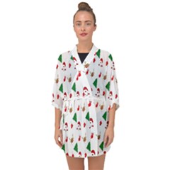 Christmas Tree,santa Half Sleeve Chiffon Kimono by nate14shop