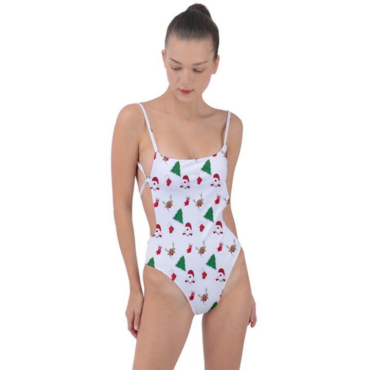 Christmas Tree,santa Tie Strap One Piece Swimsuit