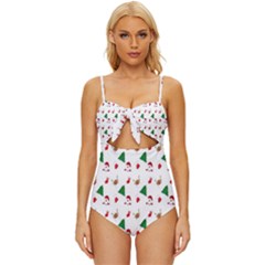 Christmas Tree,santa Knot Front One-piece Swimsuit by nate14shop