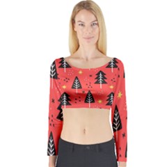 Christmas Tree,snow Star Long Sleeve Crop Top by nate14shop