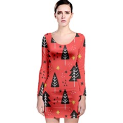 Christmas Tree,snow Star Long Sleeve Bodycon Dress by nate14shop