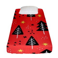 Christmas Tree,snow Star Fitted Sheet (single Size) by nate14shop