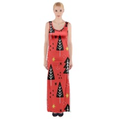 Christmas Tree,snow Star Thigh Split Maxi Dress by nate14shop