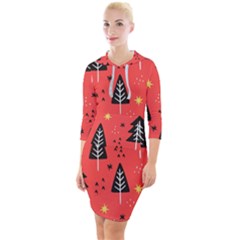 Christmas Tree,snow Star Quarter Sleeve Hood Bodycon Dress by nate14shop