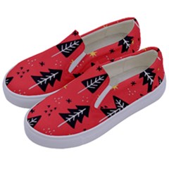 Christmas Tree,snow Star Kids  Canvas Slip Ons by nate14shop