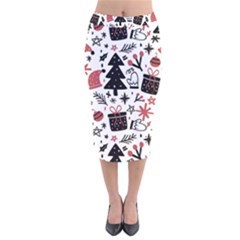 Christmas Tree-background-jawelry Bel,gift Velvet Midi Pencil Skirt by nate14shop