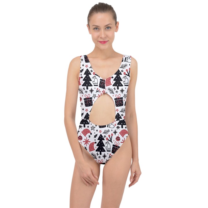 Christmas Tree-background-jawelry Bel,gift Center Cut Out Swimsuit