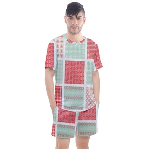 Christmas Greeting Card Design Men s Mesh Tee And Shorts Set by nate14shop