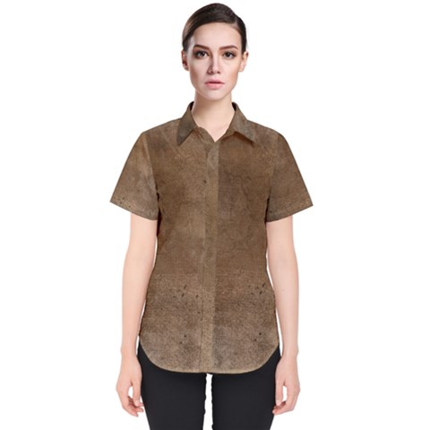 Background-wood Pattern Dark Women s Short Sleeve Shirt by nate14shop