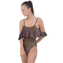 Background-wood Pattern Dark Drape Piece Swimsuit by nate14shop