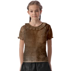 Background-wood Pattern Dark Kids  Frill Chiffon Blouse by nate14shop