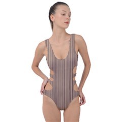 Background-wood Pattern Side Cut Out Swimsuit by nate14shop