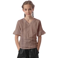 Background-wood Pattern Kids  V-neck Horn Sleeve Blouse by nate14shop