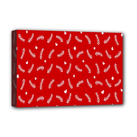 Christmas Pattern,love Red Deluxe Canvas 18  X 12  (stretched)