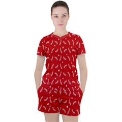 Christmas Pattern,love Red Women s Tee And Shorts Set