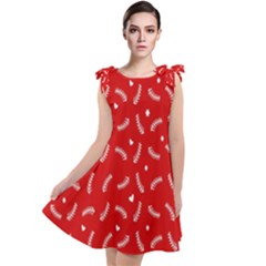 Christmas Pattern,love Red Tie Up Tunic Dress