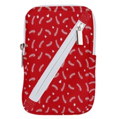 Christmas Pattern,love Red Belt Pouch Bag (small) by nate14shop