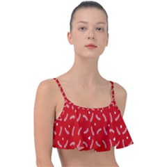 Christmas Pattern,love Red Frill Bikini Top by nate14shop