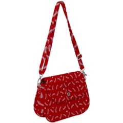 Christmas Pattern,love Red Saddle Handbag by nate14shop