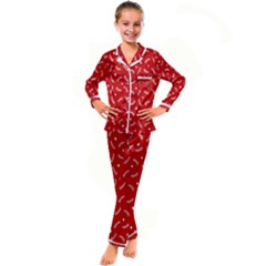 Christmas Pattern,love Red Kid s Satin Long Sleeve Pajamas Set by nate14shop