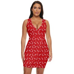 Christmas Pattern,love Red Draped Bodycon Dress