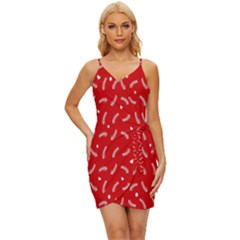 Christmas Pattern,love Red Wrap Tie Front Dress by nate14shop