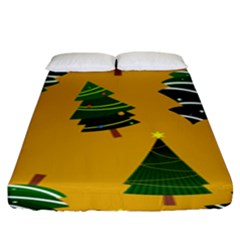 Christmas Tree,yellow Fitted Sheet (king Size) by nate14shop