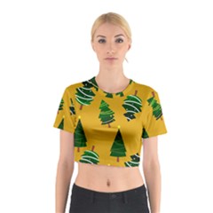 Christmas Tree,yellow Cotton Crop Top