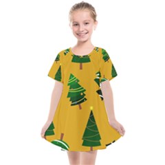 Christmas Tree,yellow Kids  Smock Dress by nate14shop