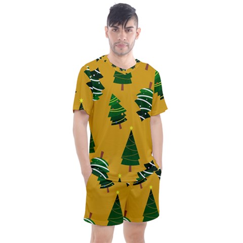 Christmas Tree,yellow Men s Mesh Tee And Shorts Set by nate14shop