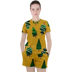 Christmas Tree,yellow Women s Tee And Shorts Set