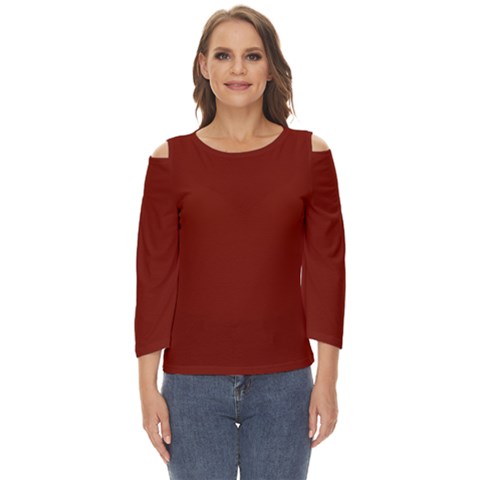 Christmas-maroon Cut Out Wide Sleeve Top by nate14shop