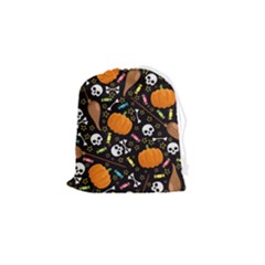 Halloween Pattern 3 Drawstring Pouch (small) by designsbymallika