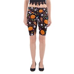 Halloween Pattern 3 Yoga Cropped Leggings by designsbymallika