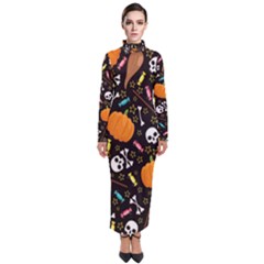 Halloween Pattern 3 Turtleneck Maxi Dress by designsbymallika