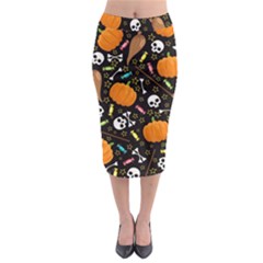 Halloween Pattern 3 Midi Pencil Skirt by designsbymallika