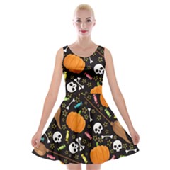 Halloween Pattern 3 Velvet Skater Dress