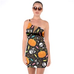 Halloween Pattern 3 One Soulder Bodycon Dress by designsbymallika