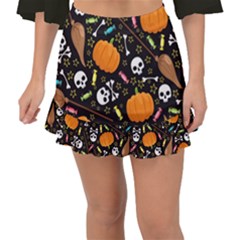 Halloween Pattern 3 Fishtail Mini Chiffon Skirt by designsbymallika