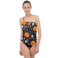 Halloween Pattern 3 Classic One Shoulder Swimsuit by designsbymallika