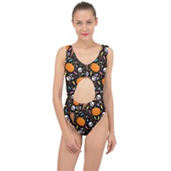 Halloween Pattern 3 Center Cut Out Swimsuit by designsbymallika