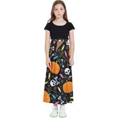 Halloween Pattern 3 Kids  Flared Maxi Skirt by designsbymallika