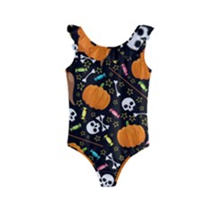 Halloween Pattern 3 Kids  Frill Swimsuit by designsbymallika