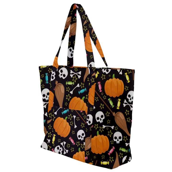 Halloween Pattern 3 Zip Up Canvas Bag