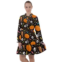 Halloween Pattern 3 All Frills Chiffon Dress by designsbymallika