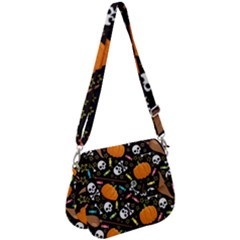 Halloween Pattern 3 Saddle Handbag by designsbymallika