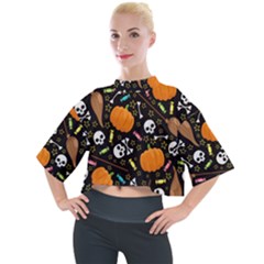 Halloween Pattern 3 Mock Neck Tee by designsbymallika